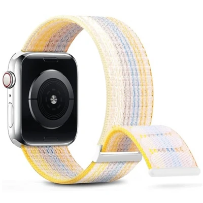 Afbeelding van Apple Watch Nylon sport loop band Starlight multicolor Extra sterke klittenbandsluiting Geschikt voor 38mm / 40mm 41mm