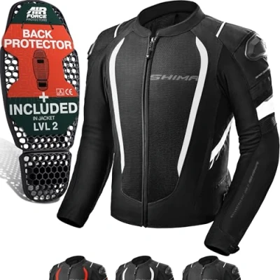 Afbeelding van SHIMA Mesh Pro Motorjas voor heren met beschermers, Airforce rugbescherming, motorjas, zomer, schouderbeschermer, elleboog, textieljas, beschermende jassen, beschermjas, stad (mannen, wit, S)