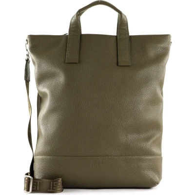 Afbeelding van JOST Leren Rugzak Schoudertas met laptopvak Vika X Change Bag Khaki Kaki