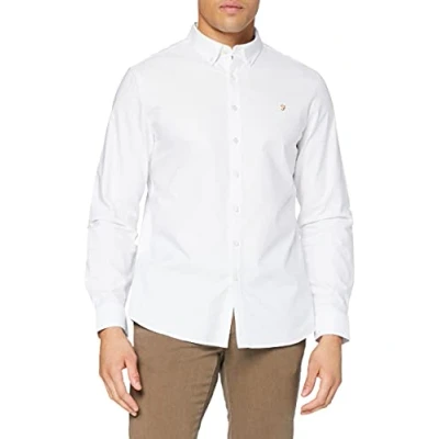 Afbeelding van Farah Brewer Overhemd, Heren, Maat: XL, White