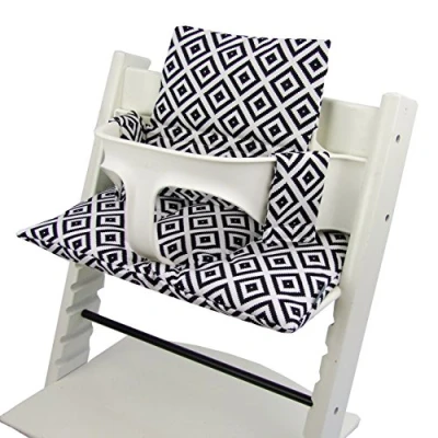 Afbeelding van BambiniWelt Zitkussenset voor Stokke Tripp Trapp kinderstoel, 20 kleuren, vervangend kussen, 2 delig (zwart wit ruitjes)