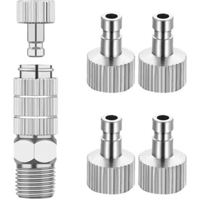 Afbeelding van ABEST airbrush snelkoppelingsadapter, verbindingsset, 5 stuks, 1/8 inch, vrouwelijk en mannelijk, adapterinstelling, regelventiel, airbrush, accessoires voor luchtcompressor slang