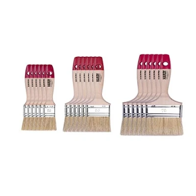 Afbeelding van HARDY WORKING TOOLS Plat penseelset 18 delig, 6 stuks 25, 50, 75 mm breed, schilderkwastenset met houten handvat, lakkwast serie *36*, stuks, A0285 030500