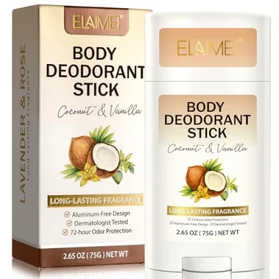 Afbeelding van Deodorant voor Vrouwen &amp; Mannen, Natuurlijke Antiperspirant Stick, 72 Uur Geur Verdediging Reisformaat Deodorant, Zonder Aluminium, Veilig de Huid (Kokosnoot Vanille)