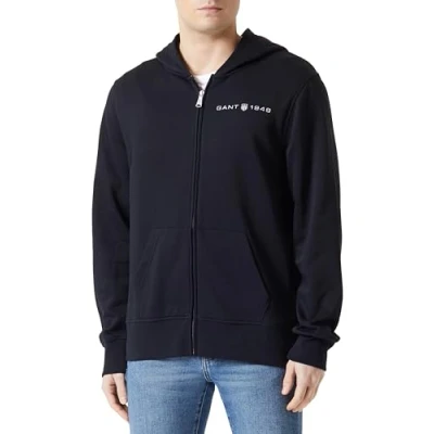 Afbeelding van GANT Graphic Hoodie Sweater met rits, Heren, Maat: XXL, Black