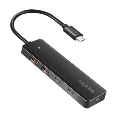 Afbeelding van LogiLink UA0412 Ultra Slim USB C Hub (USB 3.2 Gen 2), 4 poorts (2X A, 2X C)