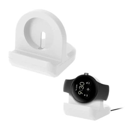Afbeelding van kwmobile Horloge standaard geschikt voor Google Pixel Watch 2 Laadstation Oplaad houder Lichtgewicht siliconen in wit