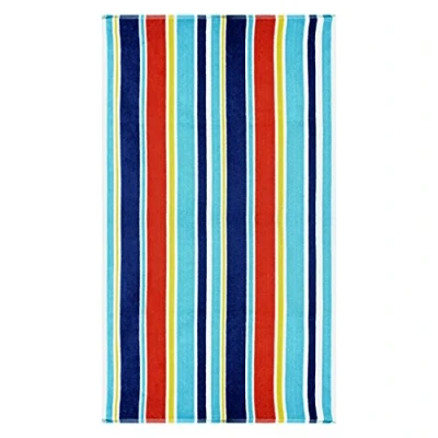 Afbeelding van Superior Luxe strandlakens van 100% katoen, extra grote strandhanddoek, 450 g/m² badhanddoek, veelkleurige oceanastrepen (86,4 cm x 162,6 cm)
