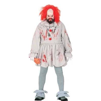 Afbeelding van Guirca Monster &amp; Griezel Kostuum Scary Larry Killerclown Man Grijs Maat 54 56 Carnavalskleding Verkleedkleding
