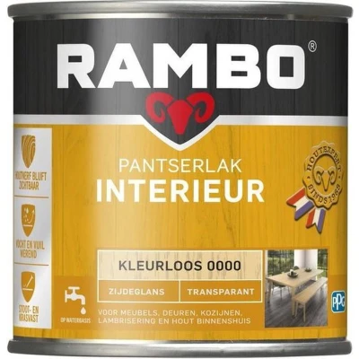 Afbeelding van Rambo Pantserlak Interieur Transparant Zijdeglans Lak 750 ml 0000 Kleurloos