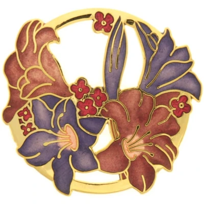 Afbeelding van Behave Broche met bloem surfinia paars roze emaille sierspeld sjaalspeld