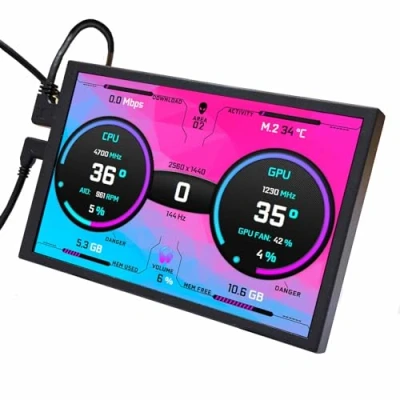 Afbeelding van VSDISPLAY 8 inch 1280x800 USB C mini HDMI IPS LCD monitor, universele 120mm ventilatormontage formaat PC Case Display, Voor AIDA64 DIY CPU GPU Temperatuur Computer Screen