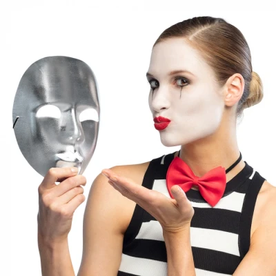 Afbeelding van Boland Verkleed oogmasker Mime zilver volwassenen mime/themafeest Verkleedmaskers