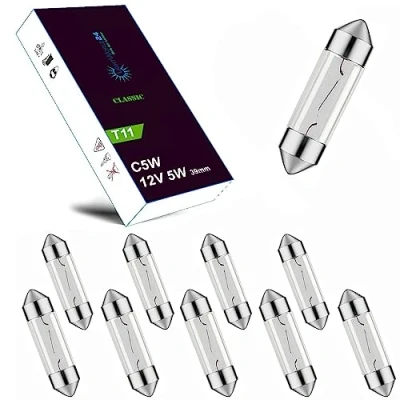 Afbeelding van LIGHTWORLD24 10 x Soffitte 12V 5W C5W SV8,5 39mm kentekenplaatverlichting gloeilamp auto interieur kofferbak handschoenenkastje