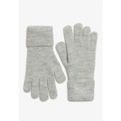 Afbeelding van Superdry Vrouwen Zachte Ribgebreide Handschoenen Lichtgrijs Grootte: 1SIZE