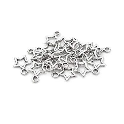 Afbeelding van 20 sterren in zilverkleurig, 12 mm van vintageparts, DIY sieraden.