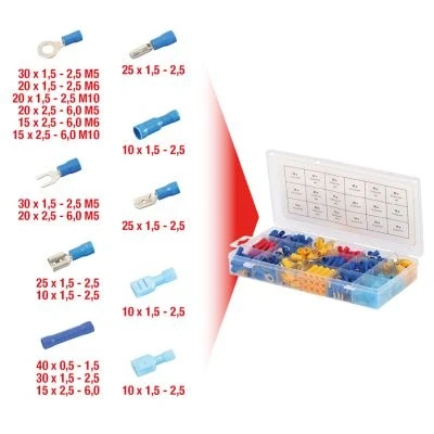 Afbeelding van KS Tools 970.0300 Assortiment kabelschoenen 0.50 mm² 6 Rood, Blauw, Geel 360 onderdelen