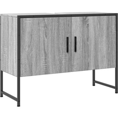 Afbeelding van Wastafelkast 80x33x60 cm bewerkt hout grijs sonoma eikenkleurig