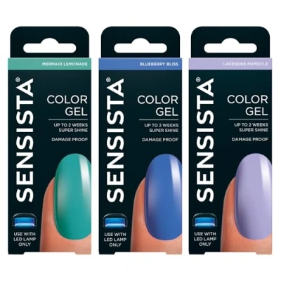 Afbeelding van Sensista Mystic Tones Set Color Gel Gellak Voordeelset Lila Blauw Groen nagellak voor LED lamp 3 stuks