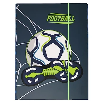 Afbeelding van Stabiele kinderbox verzamelbox ordner map voor schooltas, dossier met elastiek en binnenklep DIN A4 jongens (voetbal voetbal)