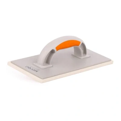 Afbeelding van Mivos Raspplank kunststof met vilten bekleding 8 mm 280 x 140 viltplank voor pleisterwerk twee componenten handvat pleisterplank pad stucateur en metselaar Made in EU