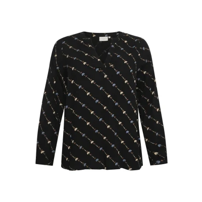 Afbeelding van Kaffe Curve Kclenna Tilly Blouse, Dames, Maat: 44, Blackinfinitygraphiclines