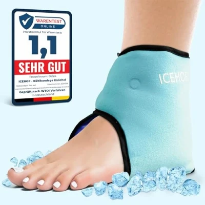 Afbeelding van ICEHOF Koelpads enkel koelbandage enkelbandage met koelgel koudetherapie reuma chemotherapie enkelpijn één maat (1 stuk)
