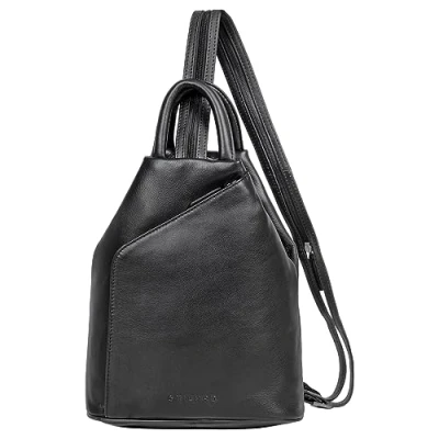 Afbeelding van STILORD &#039;Minou&#039; Leren Sling Bag Dames 2 in 1 Rugzak Handtas Schoudertas Vintage Handle Leder Tas Echt Leder, Kleur:zwart