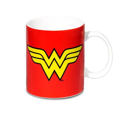 Afbeelding van LOGOSHIRT DC Comics Wonder Woman Logo Porseleinen mokken Koffiemokken rood Gelicentieerd origineel ontwerp