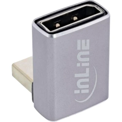 Afbeelding van InLine DisplayPort adapter haaks naar beneden DP1.4 (8K 60Hz) HBR3 aluminium