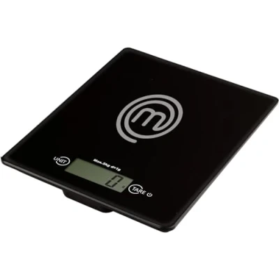 Afbeelding van MasterChef keukenweegschaal, elektronische veiligheidsglas, 4 mm, 5 kg/1 g, met tarrafunctie, multifunctioneel, aan/uit knop en automatische uitschakeling