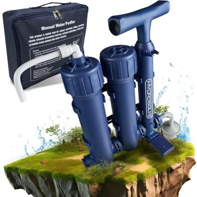 Afbeelding van Aora Hydrosolve waterfilter voor buiten, pomp en ultrafiltratietechnologie, drinkwaterfilter outdoor, survival camping, nooduitrusting, drinkwaterzuivering