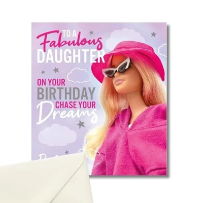 Afbeelding van dochter verjaardagskaart, verjaardagskaart voor dochter, Barbie haar