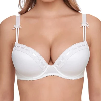 Afbeelding van SUSA Dirndl beha Wiesn Zauber I beugel push up met bijzonder volumineuze cups, eenvoudig design voor een adembenemend decolleté, wit (003), 80A