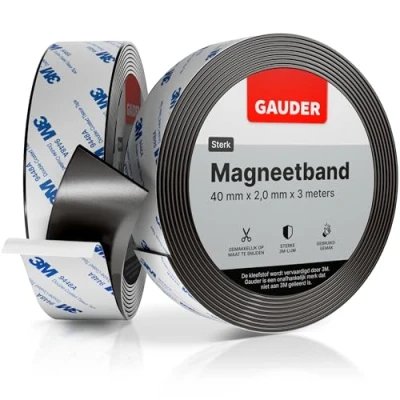 Afbeelding van GAUDER Magneetband, sterk zelfklevend met 3M lijm, magneetstrip, zelfklevend, magneetplakband (3 m)