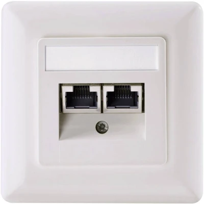 Afbeelding van Setec 501286 Netwerkdoos Inbouw (in muur) Inzet met centraalstuk en frame CAT 5e 2 poorten Parel wit