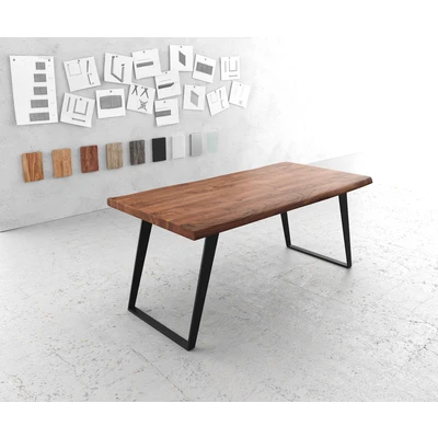 Afbeelding van Eettafel Edge acacia bruin 180x90 XL metaal schuin Live