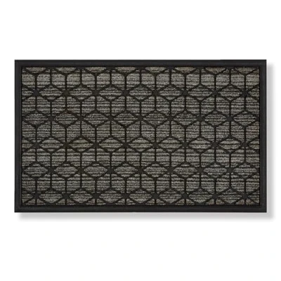 Afbeelding van Border Graphic buitendeurmat buitenstofmat entreemat van rubber en polypropyleen antislip deurmat 45 x 75 cm kubus antraciet