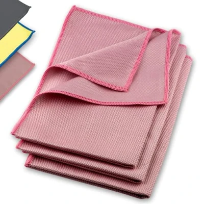 Afbeelding van Raamdoek streepvrij, premium microvezel glasdoek (3 stuks, 60 x 40 cm), glazen poetsdoeken voor binnen en buiten Roze