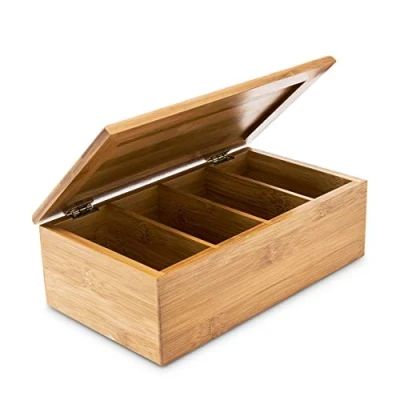 Afbeelding van Relaxdays Theedoos 4 vaks Bamboe 27,5x15,5x9 cm