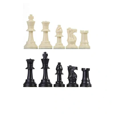 Afbeelding van MAGT Schaakstukset, draagbare vouwen van hout schaakset compleet Chessmen Set Black &amp; Whitefor volwassenen en kinderen met 60 spelregels kaarten (maat: 77MM)