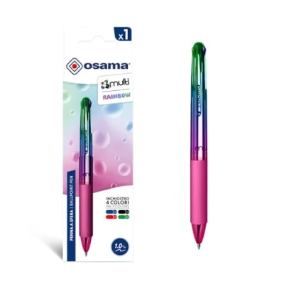 Afbeelding van Osama 4 Multi Rainbow Balpen 1.0 mm 1 st. Kleurrijke pennen Aangepaste Regenboogkleuren Inkt Zwart Blauw Rood en Groen schrijfwaren School Kantoor Universiteit
