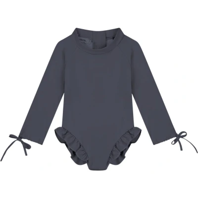 Afbeelding van Supercute badpak antraciet grijs met lange mouwen, drukknoopjes en ritssluiting maat 74/80