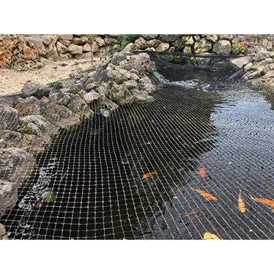 Afbeelding van AquaOne Vijvernet fijnmazig 3 x 4 m, vijverafdekking voor bladvrije vijver, veelzijdig net in zwart, afdeknet met 8 spiesen, beschermingsnet tuinvijver