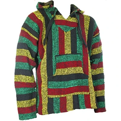 Afbeelding van MEXICAANSE BAJA JERGA HOODIE HIPPIE FESTIVAL TOP DONKERE RASTA KLEUREN Sz M L XL XXL, Meerkleurig,