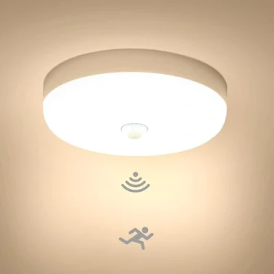 Afbeelding van Combuh LED plafondlamp met bewegingsdetector binnen, ronde 15w 3000k 1500LM warm wit waterdicht IP56, sensor geleid voor hal garage trappenhuis balkon keuken badkamer