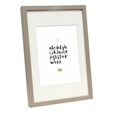Afbeelding van Deknudt frame, basic en taupe, hoge lijst van hout, met passe partout, verschillende afmetingen: