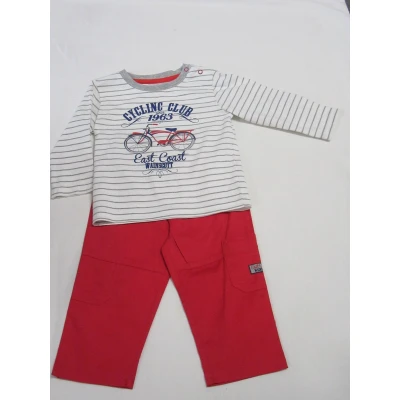 Afbeelding van wiplala , klzdingset zomer, ;lange mouw lange broek rood 80 12 maand