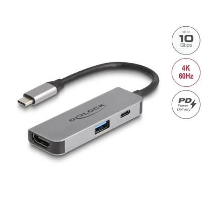 Afbeelding van Delock USB Type C™ Adapter zu HDMI 4K 60 Hz mit Typ A und Ty