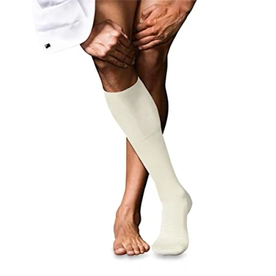 Afbeelding van FALKE Heren Kniekousen No. 6 M KH Wol Zijde Lang eenkleurig 1 Paar, Wit (Woolwhite 2060), 45 46